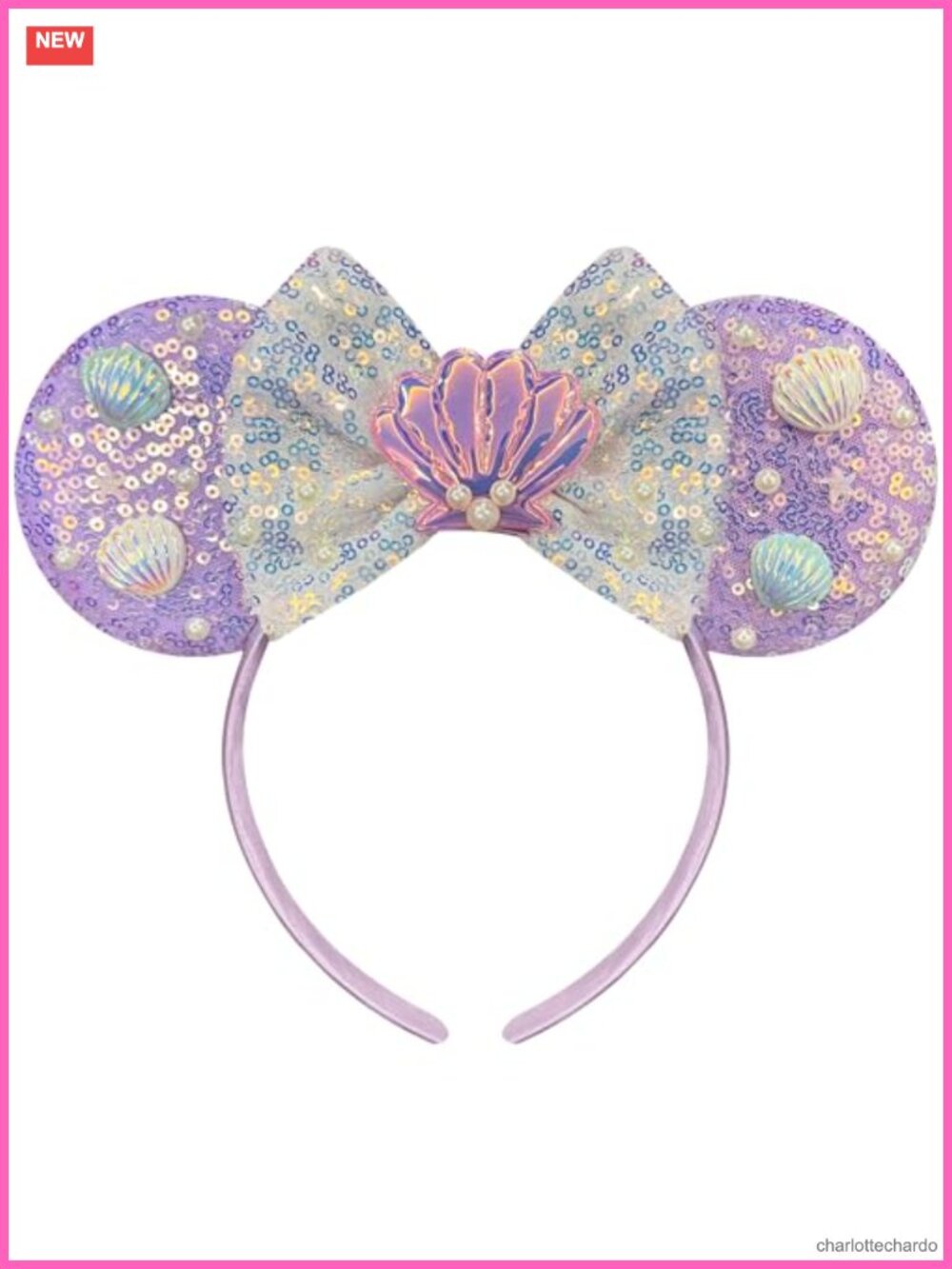 Trnerm Mermaid Headband Sequin Ears Silver Bows Shells Pearl Cosplay